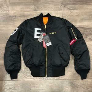 Made by Ngo x Alpha Industries MA-1 Black Reversible Flight Bomber Jacket NWT
